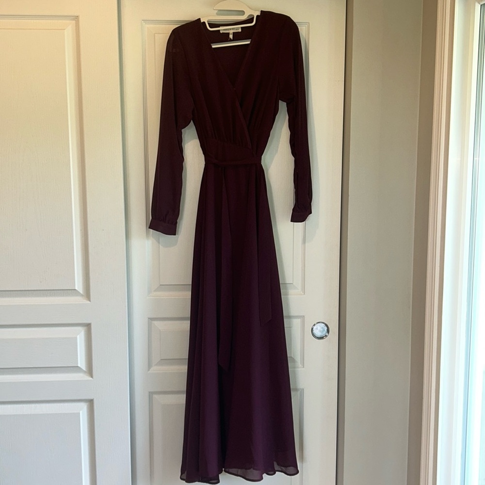Deep Burgundy Deep V wrap dress